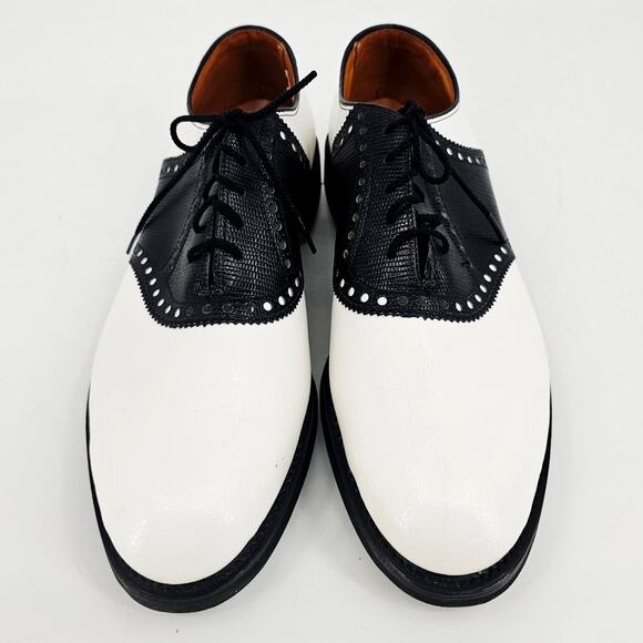 Vintage Pro-Shu Howard & Foster Black & White Leather Mens Golf Shoe 7N - Picture 2 of 11